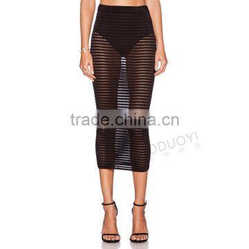 MGOO New Brand Design Women Sexy Transparent Skirts Black Mesh Midi Long Special Skirts 15146A926 photo-5
