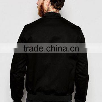 2016 Men's Bomber Jacket With Nylon Sleeve Pocket In Black photo-2