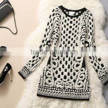 black lady woven knitwear dress