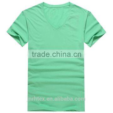 Custom Plain Short Sleeve V-neck 100%cotton T-shirt for Men photo-3