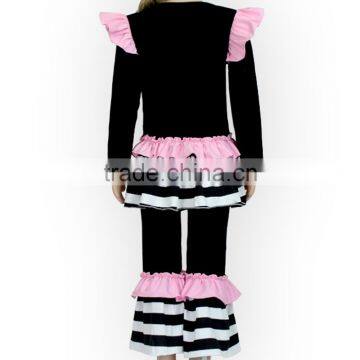 New Design 3pcs Children Clothing Set Ruffle Compression Long Sleeve Edible Fungus Shirt and Pant Gilr Short Layered Set photo-6