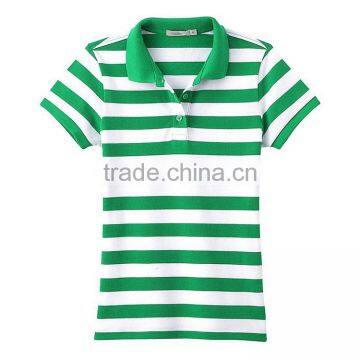 Bulk Yarn Dyed Strip Women Brand Latest Design Two Color Polo Shirt photo-4