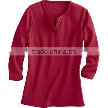 Latest Fashion Women O-neck Solid Color 3/4 Sleeve Shirts photo-4