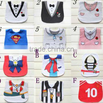 12 designs can choose baby bibs/3 layers baby bibs/superman baby bibs /in stocked or OEM