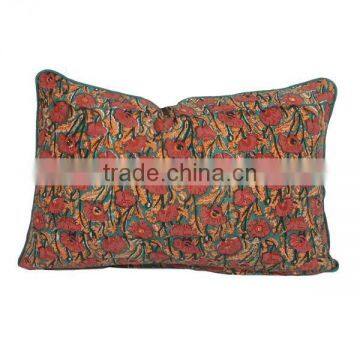 Poppy Mustard Hand Block Printed Pillow Cover photo-2