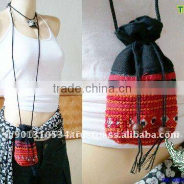 Hill Tribe small Pouch Shoulder bag Mobile bag Embroidery by Hmong
