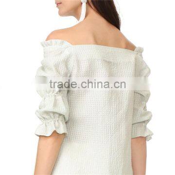 Soft Allover Puckered Weave Mint Linen Stripe Blouse photo-4
