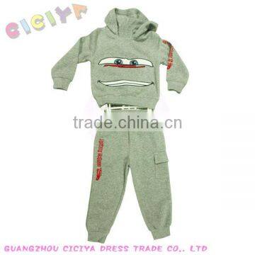 Make to order cute infant baby boys printing design winter fleece 2pcs suits