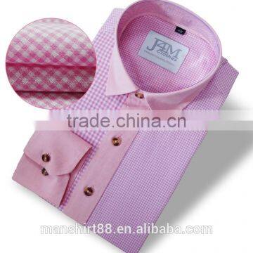 Latest shirt designs Pink linen&cotton high fashion casual shirts for men