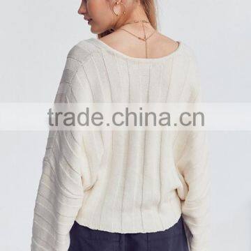 Ladies Long Sleeve Fashion Asymmetrical Modern Knitting Crop Top Sweater With Best Quality photo-4