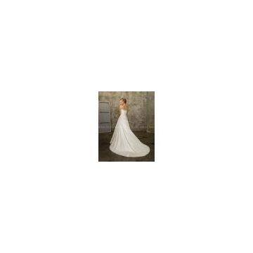 A-line Sweetheart Chapel Train Taffeta Beading Ruffled Wedding Dress