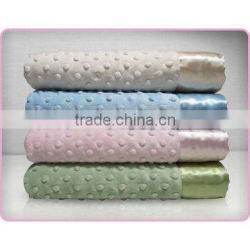 100% polyester satin baby blanket with applique embroidery