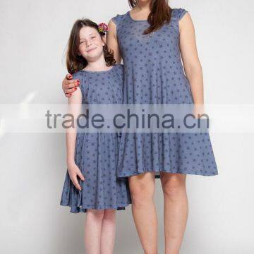 Mother and Daughter Clothes Dresses Dark Blue Woman Fashion Dress photo-3