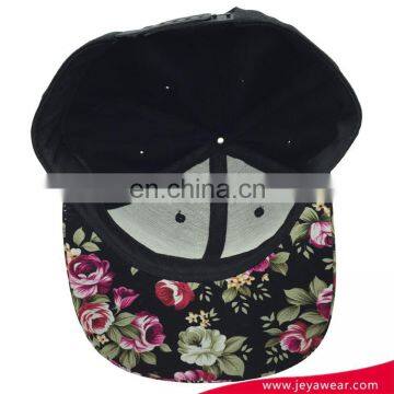 100% Acrylic Simple Snapback Cap Fashionable Floral Snapback Hat photo-5