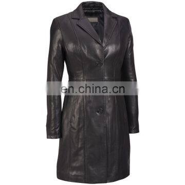 Women's Faux Leather Long sleeve Imitation Leather Long Jacket PU coat