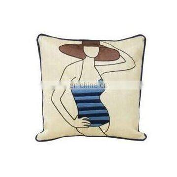 linen cushion cover with printing or embroidery with piping for home relax/car decoration