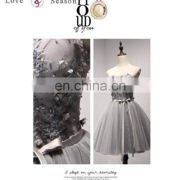 A17DL0008 Decorative Crochet Handmade Flowers Girls Beauty Set Corset Back Latest Evening Gowns