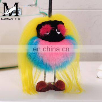 Luxury Colorful Fox Fur Animal Accessory / Fox Fur Bag Charm Key Chain photo-4