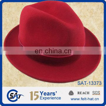 red wool trilby hat, pure smooth wool felt hat