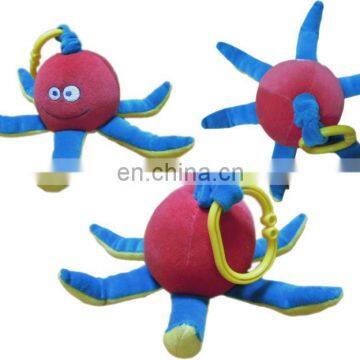 Customized octopus Plush Baby Bed Bell Rattle Toys Baby Wrist Rattle B0064 Shenzhen toy factory