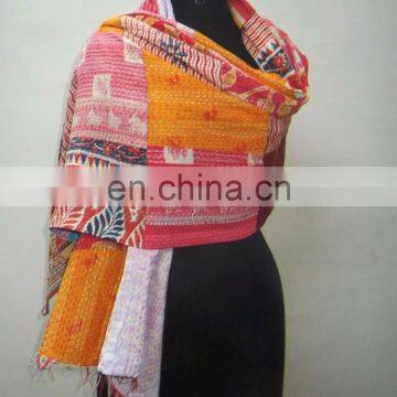 Cotton Kantha VIntage Long Patchwork Scarf Sari scarf wholesaler