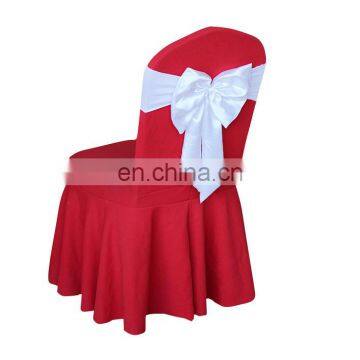 2015 Hot Sale Pure White Satin Tie Chair Cover Bow