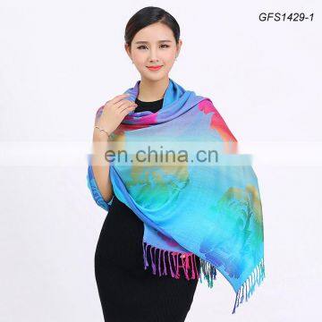 Customized Colorful Fashion Girl Thick Wool Pashmina Stole photo-2