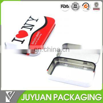 Empty metal chewing gum tin box with hinged lid wholesale