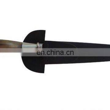 KNIFE IN COW DETAILS AND NICKEL SILVER, SHEATH LEATHER. 14CM SCHMIEDEN
