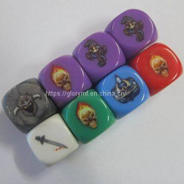 Wholease Heat Printing 16mm Round Corner Plastic Acrylic Dice/board Game Dice photo-5