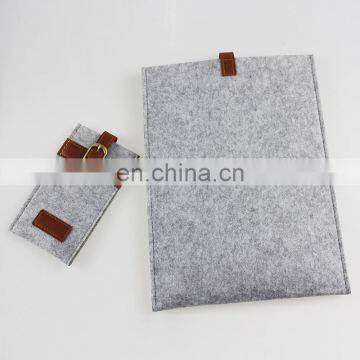 Leather Decoration Felt Tablet Sleeve Protective Pouch Bag Set With Cell Phone Storage Bags photo-3