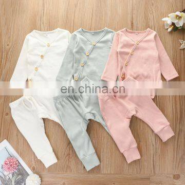 Autumn Winter Baby Cotton 2pcs Outfit Newborn Toddler Boy Girl Rompers + Pants Clothes Set Long Sleeve Striped Solid Clothing photo-3