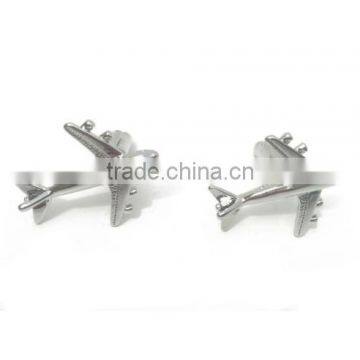 1 Pair Airplane Cufflinks,air Plane Shaped Cufflinks,silver Color,cute Cufflinks photo-2