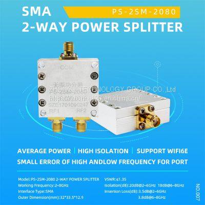 2 way Power Splitter Power Divider with SMA connector 0.8-8GHz