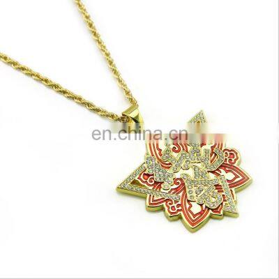 Bling Rhinestone Golden Finish Miami Cuban Link Chain Necklace Men's Hip hop Necklace Jewelry