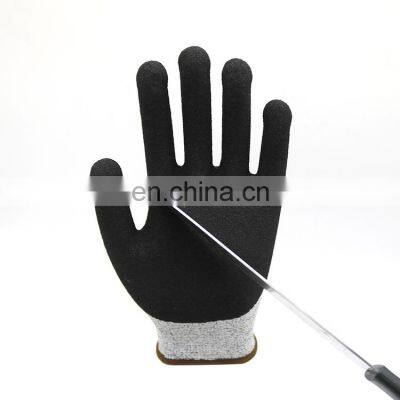 Anti Cut Level 5 HPPE Nitrile Sandy Anti Cut Gloves