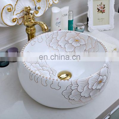 Modern home decoration table top art bathroom porcelain washing basin