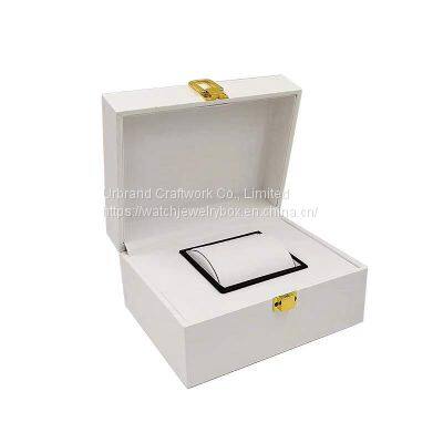 Spot High-grade Pu Watch Box Single Watch Gift Packaging Box White Large Watch Pillow Collection Storage Box With Metal Lock