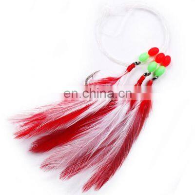 93cm 10g 3 hooks per set Artificial Sabiki Fishing Hook Feather Squid Rigs