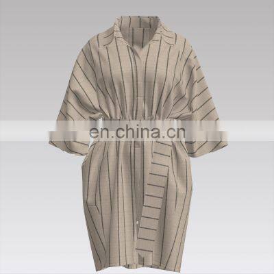 Best Selling Factory Direct Supply Linen Rayon Fabric Yarn Dyed Stripes For Garments photo-5