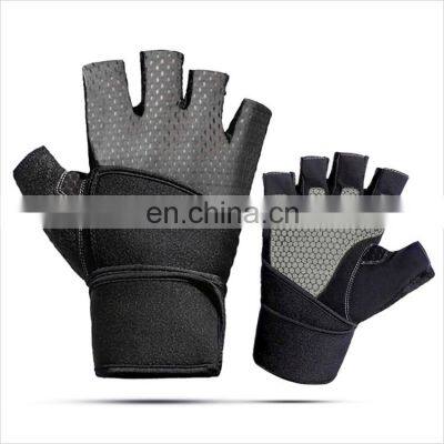 Hot Selling Silicone Anti-slip Manly Fitness Weight Lifting Gym Gloves With Wrist Wraps photo-2