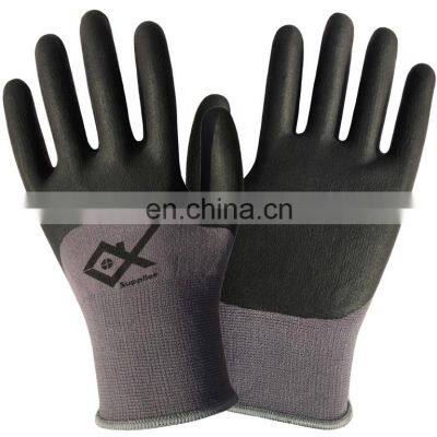 13 Gauge Gray Nylon Polyester Lining  3/4 Foam Nitrile Work Glove