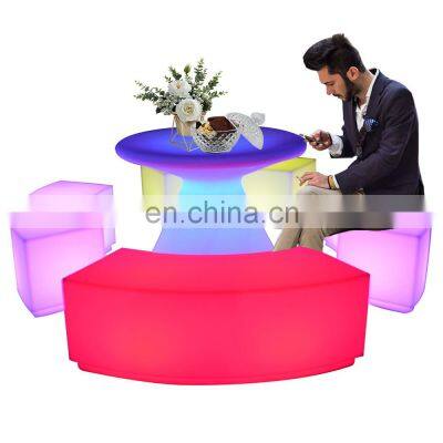 Glowing Outdoor Garden Led Sofas Round Plastic Furniture Led Lighted Bar Table And Chair Sofa Sets for Event