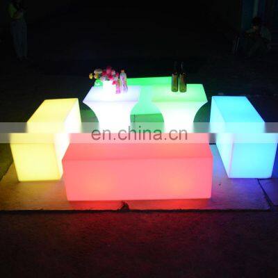 Modern Coffee Shop Tables and Chairs /Led PE Light Up Chair for Restaurant Discotheque Pub Used Glowing Bar Table