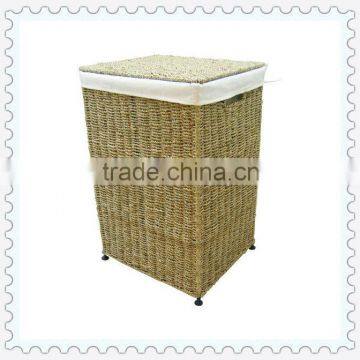 simple white interlining laundry basket with carry handle