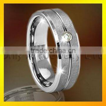 grooved and cubic zircon setting on tungsten carbide rings