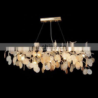 American simple luxury duplex building branch living room glass chandelier