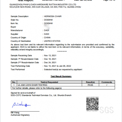 SGS test report
