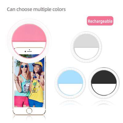Rechargeable Portable Clip-on Mini Selfie Phone Ring Fill Light for IPhone/Android Smart Phone Photography photo-2