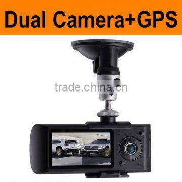 Dual cam car dashboard camera with GPS and G-sensor